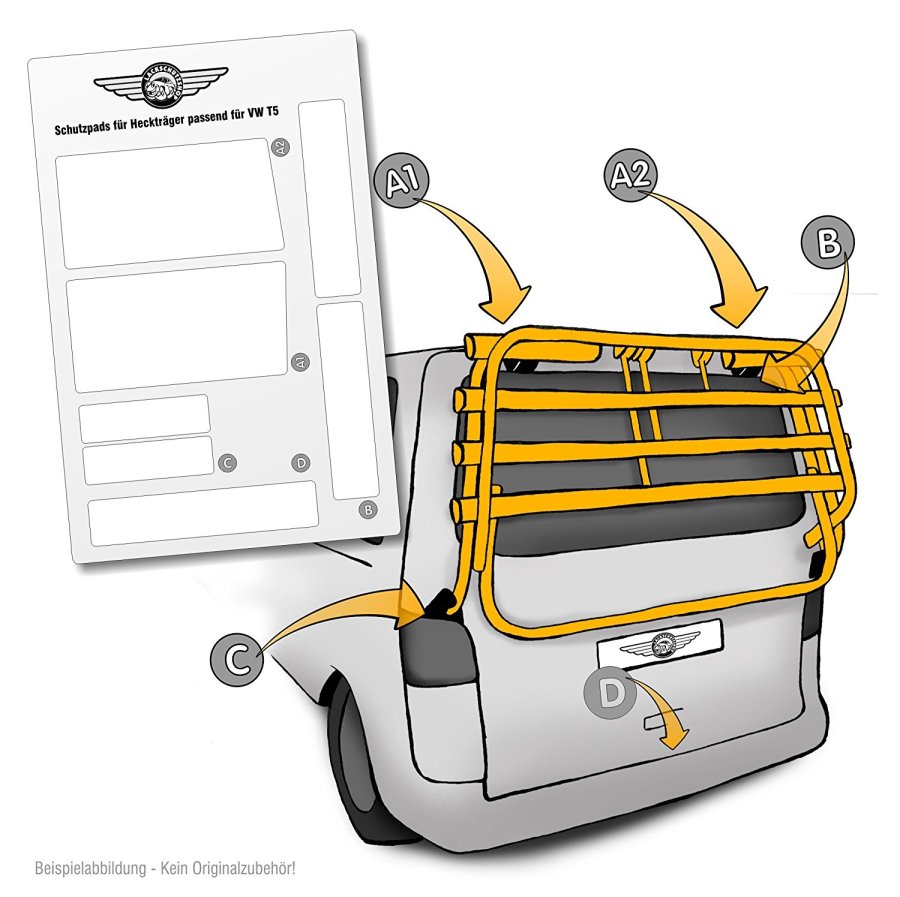 #NEU – 7teiliges Lackschutzfolien Set für Heckklappenträger / Fahrradträger passend für VW T5 Multivan, Caravelle und California
